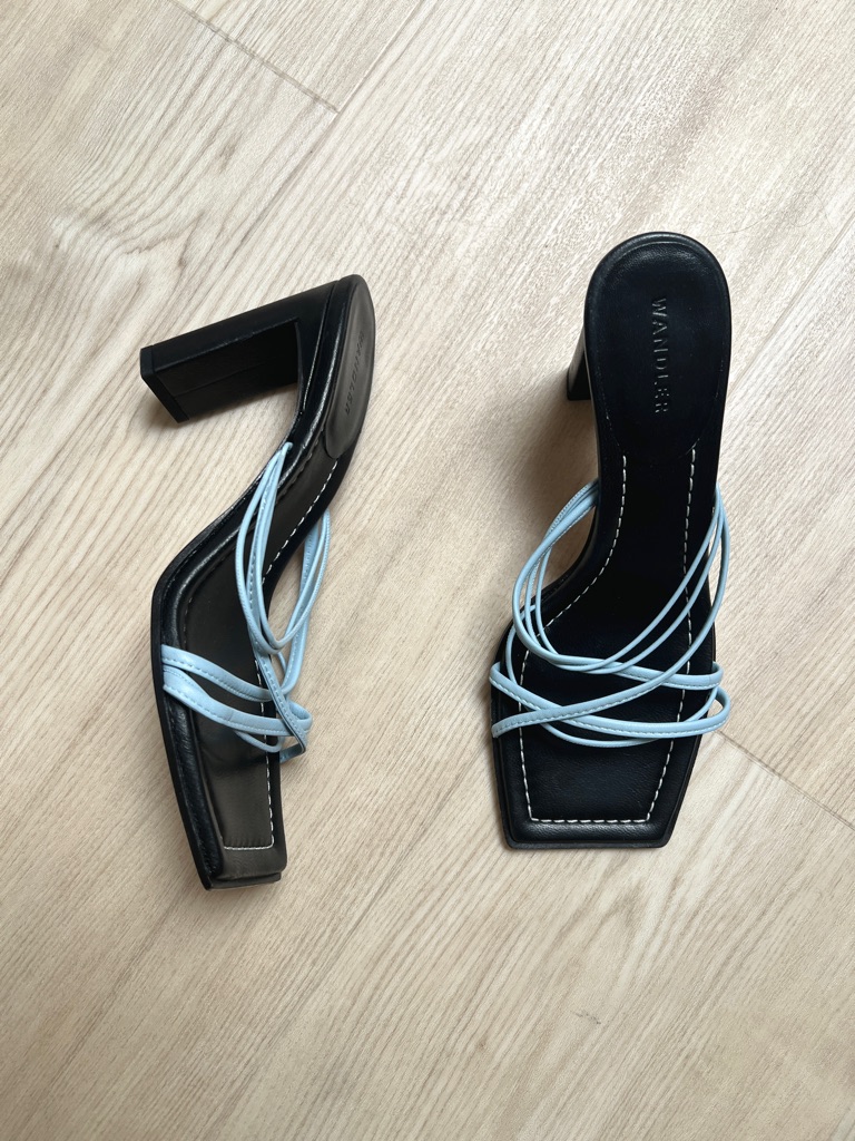 Wandler Blue Black Joanna Heeled Sandals / Strappy High Heel / Size 39.5